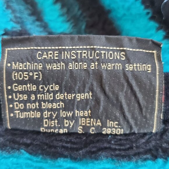 VTG Ibena Reversible Southwestern Blanket Tribal Design 58"x73" Made In Turkey - Picture 4 of 12